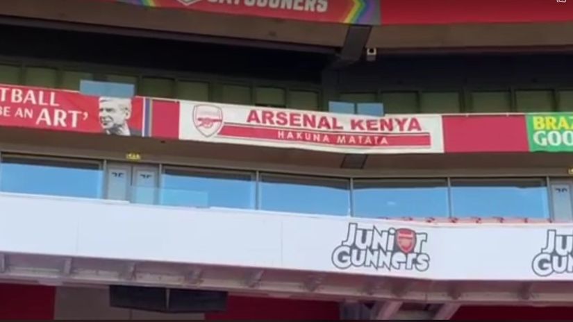 EXCLUSIVE Arsenal Kenya banner at Emirates