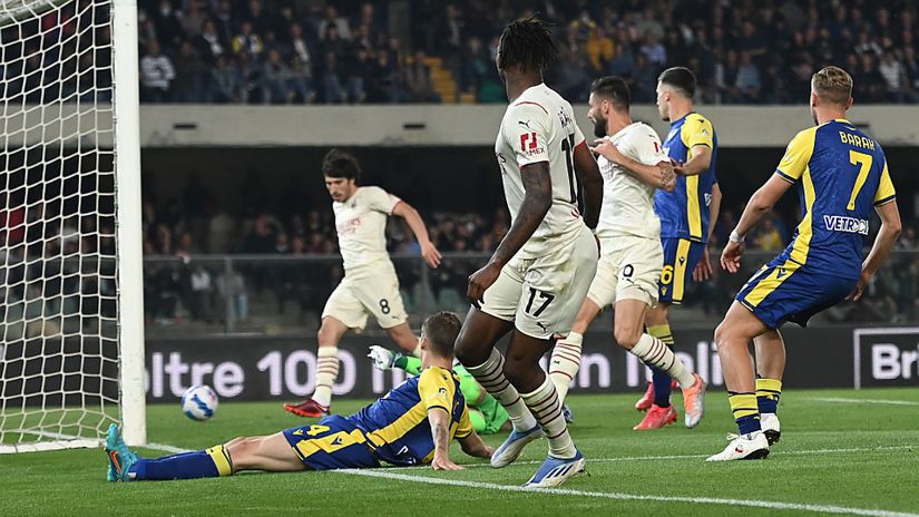 Leao and Tonali team up for the penultimate Scudetto push as Rosonerri come from behind at Verona to win